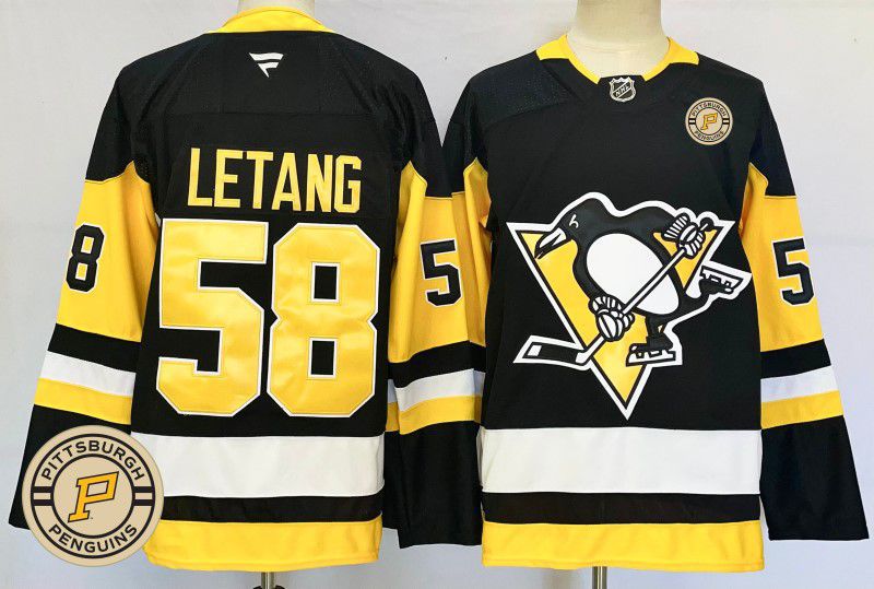 Men Pittsburgh Penguins #58 Letang Black Fanatics 2025 NHL Jersey style 5